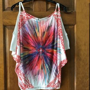 Boho style Cold shoulder double strap tie dye top